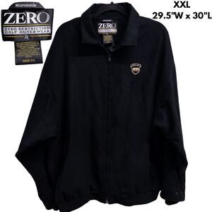 Zero Restriction Microsuede Bomber Jacket XXL Black Full Zip Golf Outerwear Logo